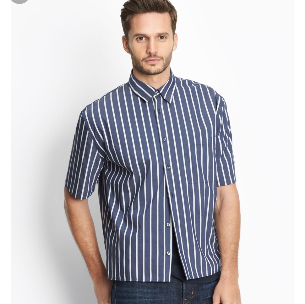 NWT VINCE  Stripe half sleeve button up shirt